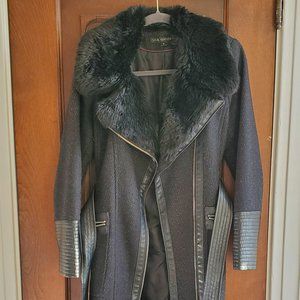 Via Spiga Wool Faux Fur Leather Coat